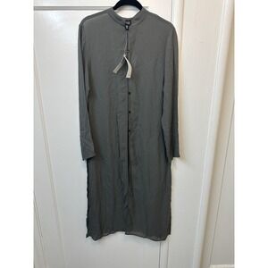 Eileen Fisher Women's Button Down 100% Rayon Long Duster M Sheer $198 NWTs